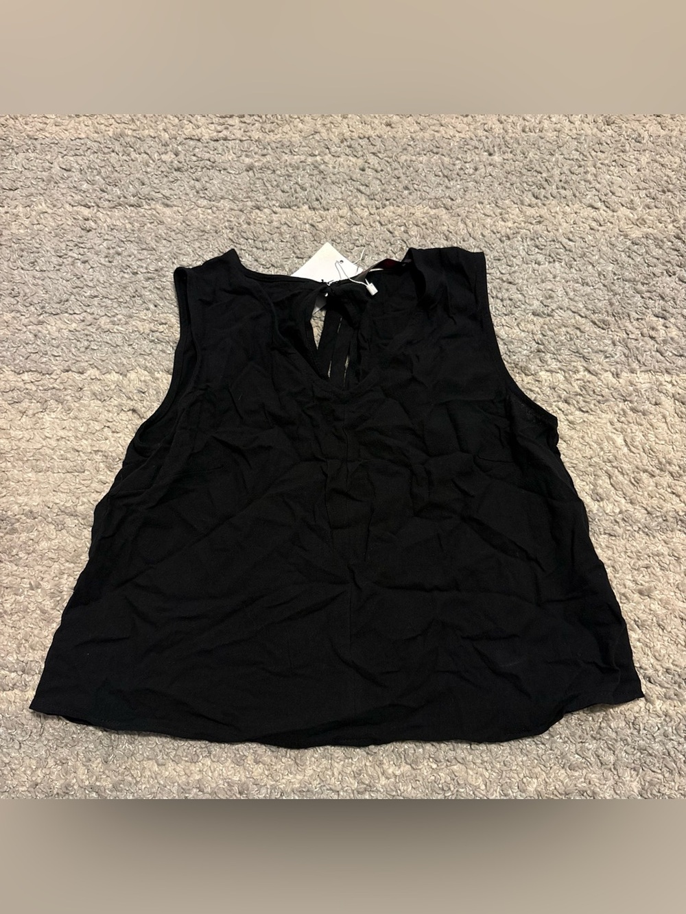 NWT Dresstells Black Sleeveless Keyhole Tie-Back Tank Crop Top - Size M